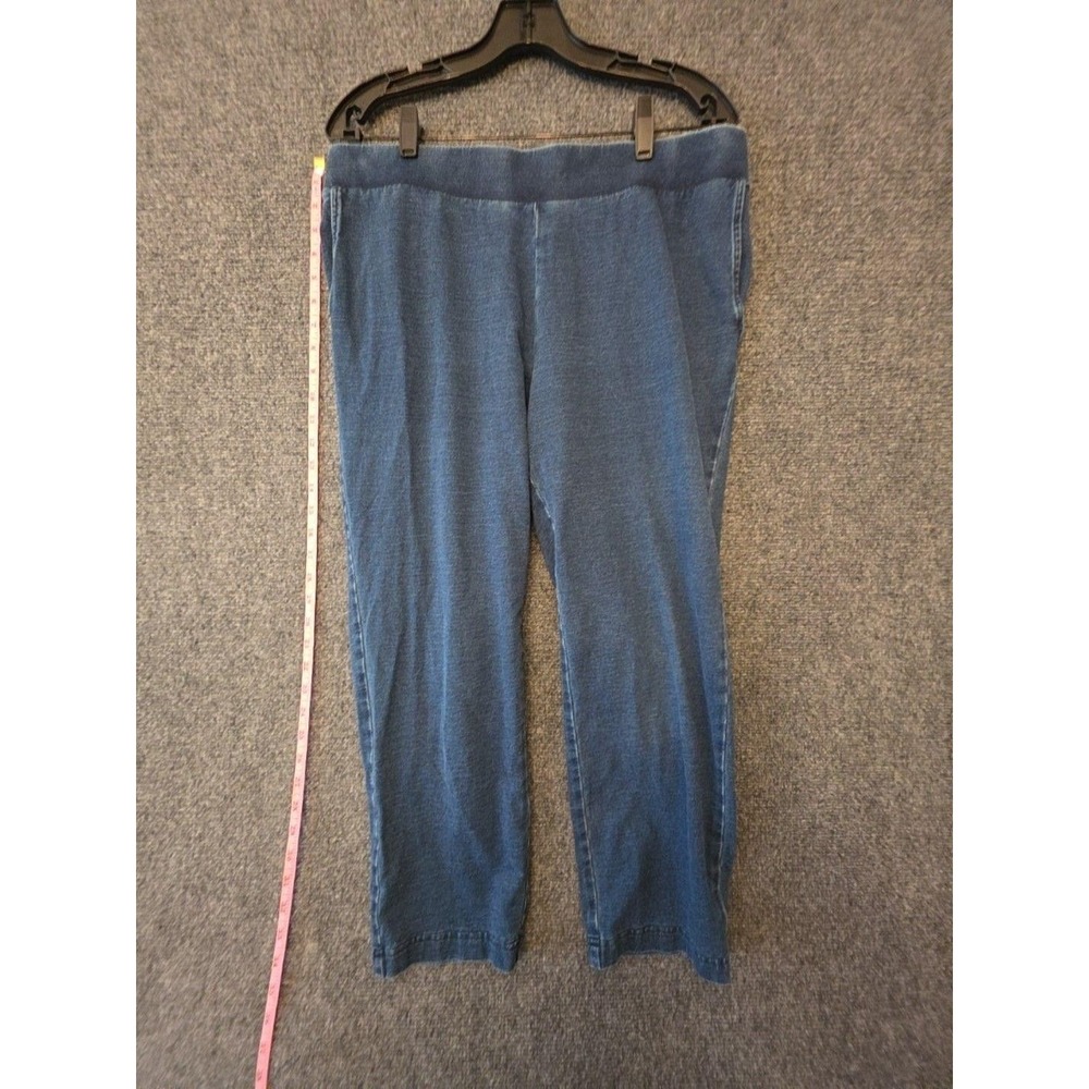 Pure Jill Pants Womens M Blue Indigo Crop French Terry Elastic Waist Pull On